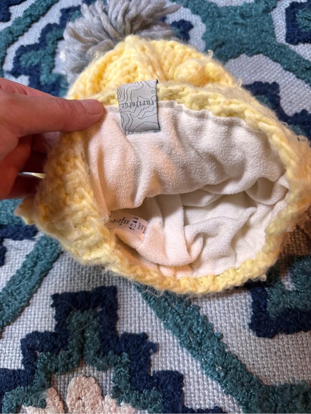 Kids Turtle fur lined hat pom pom